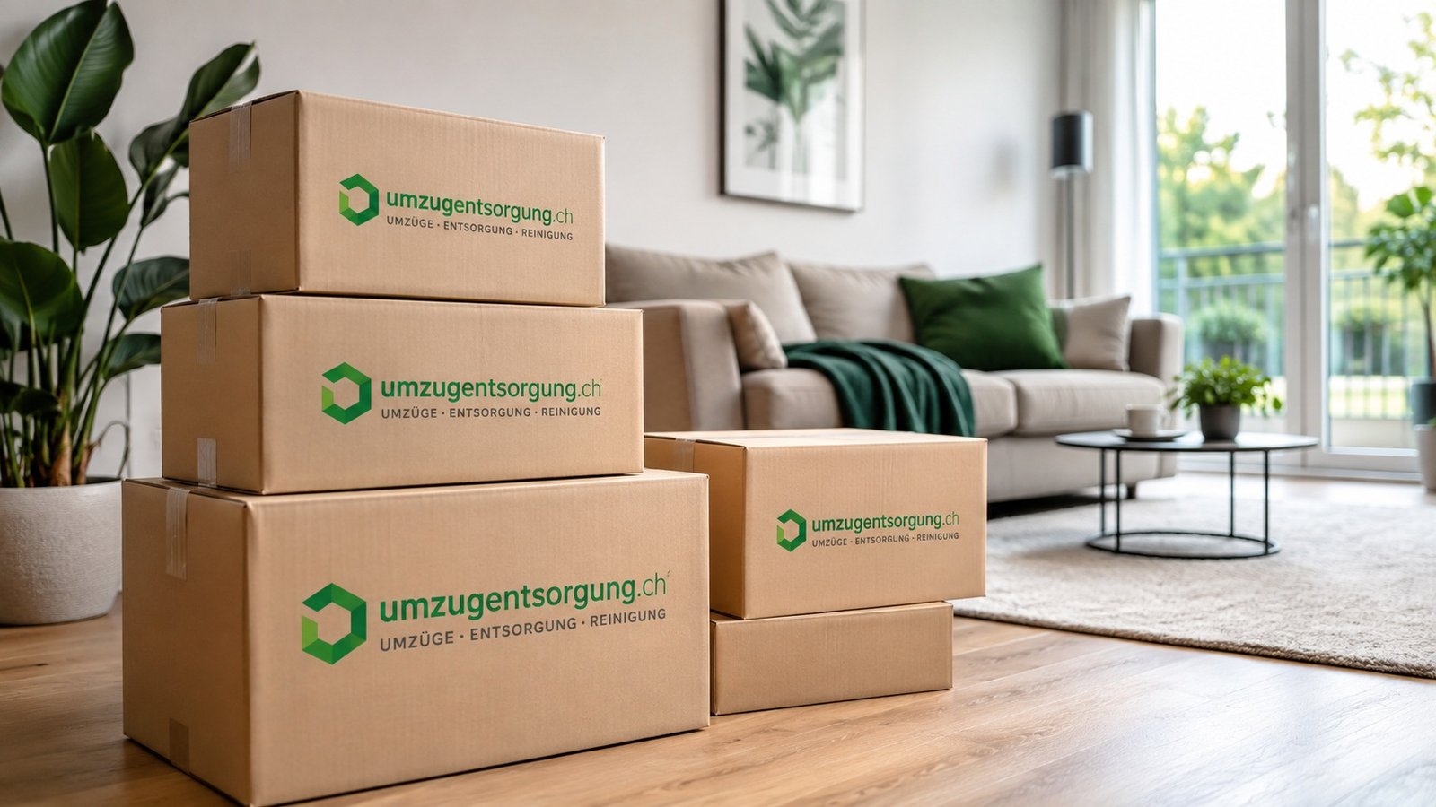 Wohnraum mit Umzugskartons